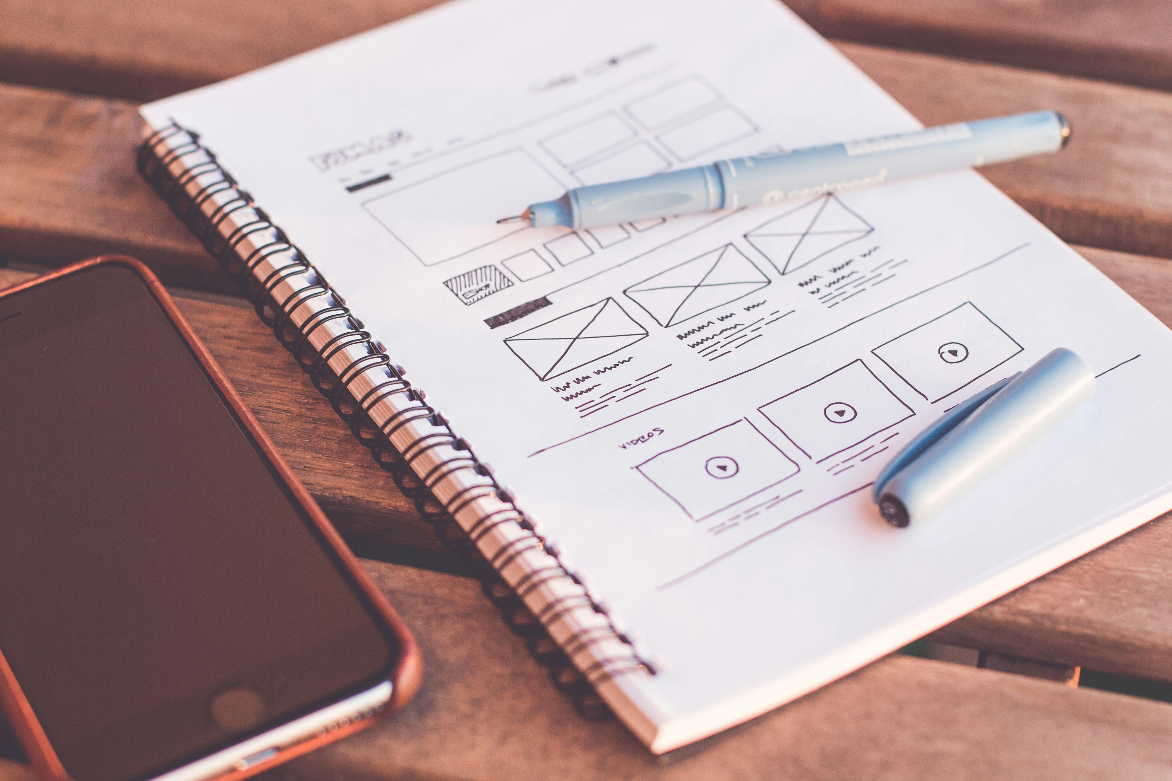 UX website design on a notebook